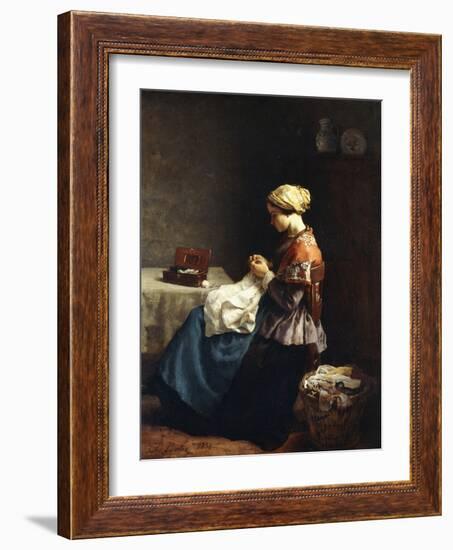 The Little Seamstress, 1858-Jules Breton-Framed Giclee Print