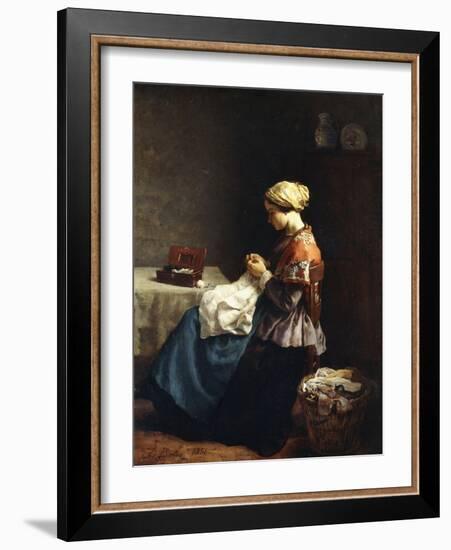 The Little Seamstress, 1858-Jules Breton-Framed Giclee Print