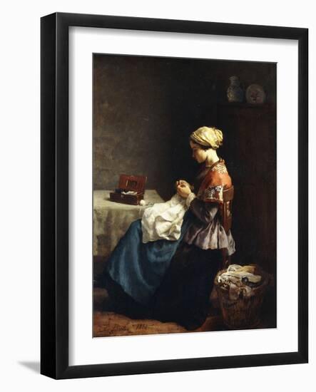 The Little Seamstress, 1858-Jules Breton-Framed Giclee Print