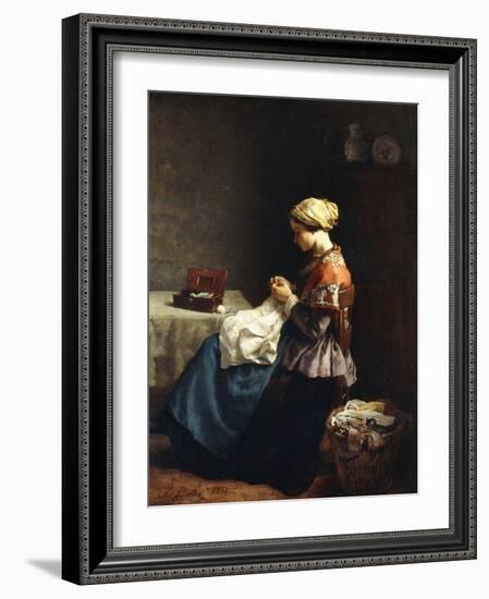 The Little Seamstress, 1858-Jules Breton-Framed Giclee Print