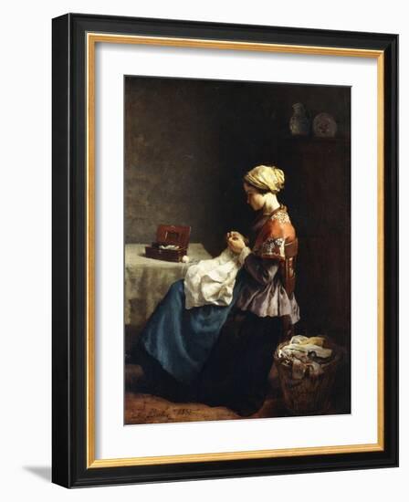 The Little Seamstress, 1858-Jules Breton-Framed Giclee Print