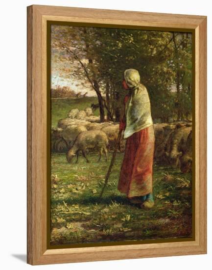 The Little Shepherdess-Jean-Francois Millet-Framed Premier Image Canvas