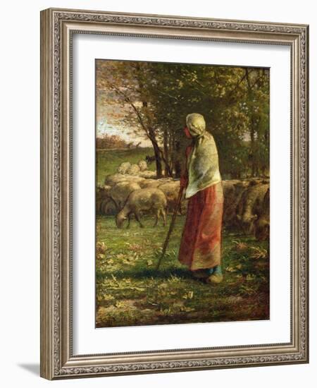 The Little Shepherdess-Jean-Francois Millet-Framed Giclee Print