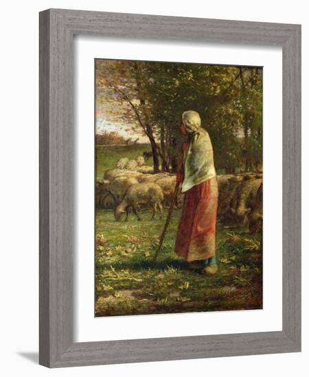 The Little Shepherdess-Jean-Francois Millet-Framed Giclee Print