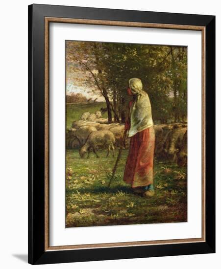 The Little Shepherdess-Jean-Francois Millet-Framed Giclee Print