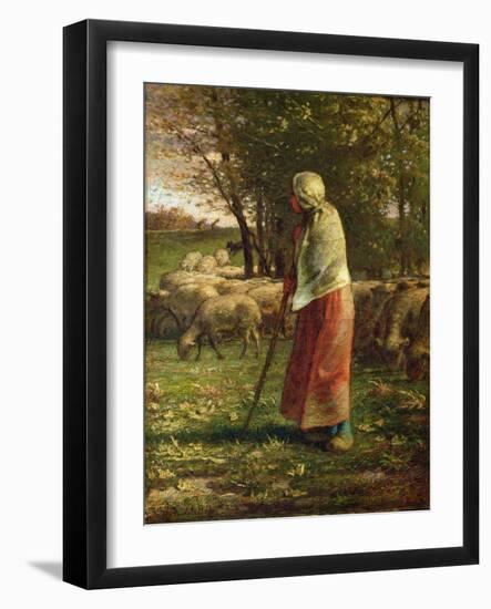 The Little Shepherdess-Jean-Francois Millet-Framed Giclee Print