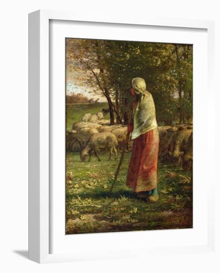 The Little Shepherdess-Jean-Francois Millet-Framed Giclee Print