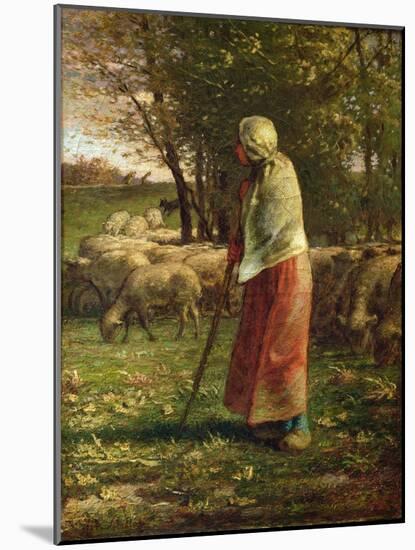 The Little Shepherdess-Jean-Francois Millet-Mounted Giclee Print