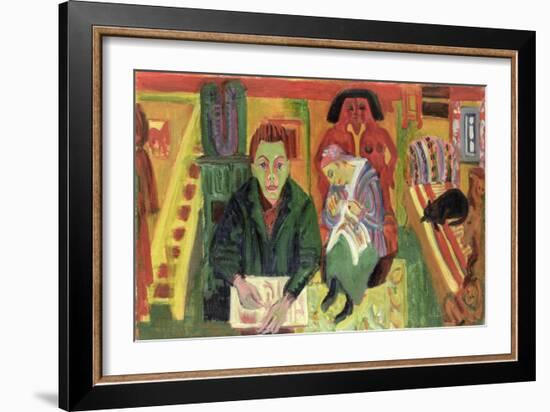 The Living Room, 1920-Ernst Ludwig Kirchner-Framed Giclee Print