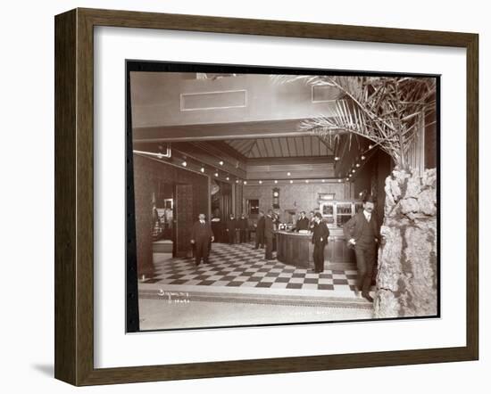 The Lobby and Registration Desk at the Hotel Victoria, 1900 or 1901-Byron Company-Framed Giclee Print