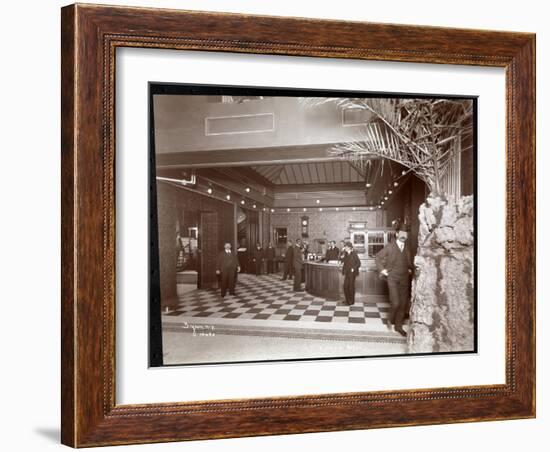 The Lobby and Registration Desk at the Hotel Victoria, 1900 or 1901-Byron Company-Framed Giclee Print