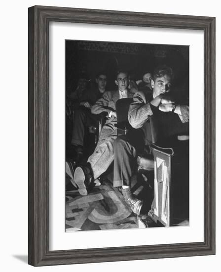 The Local Movie Theater, Boys Have a Very Difficult Time Finding a Place to Put Their Long Legs-Nina Leen-Framed Photographic Print