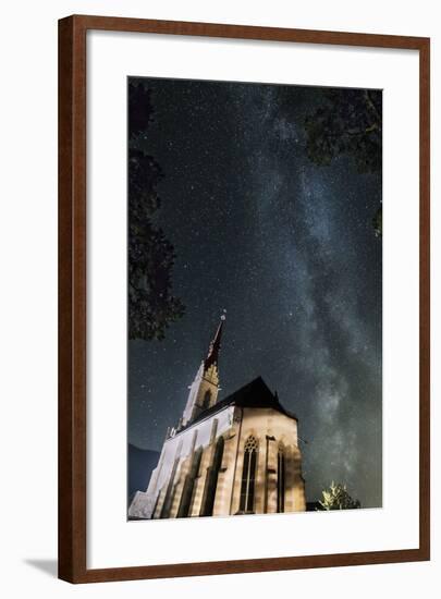 The Locherboden Church with the Milky Way in the Background-Niki Haselwanter-Framed Photographic Print