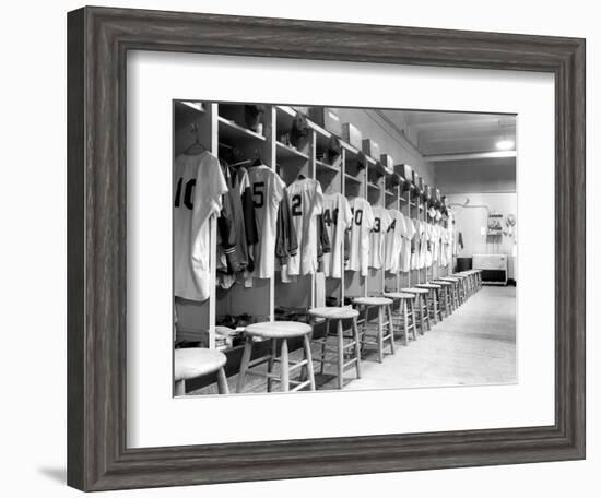The Locker Room of the Brooklyn Dodgers--Framed Photographic Print