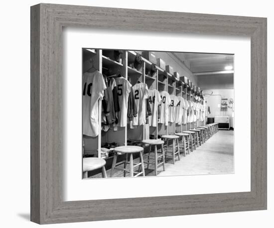 The Locker Room of the Brooklyn Dodgers-null-Framed Photographic Print