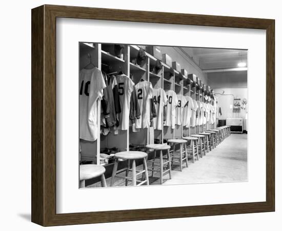 The Locker Room of the Brooklyn Dodgers--Framed Photographic Print