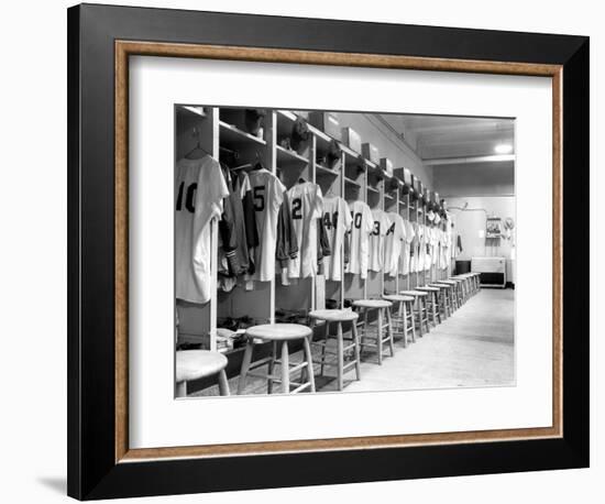 The Locker Room of the Brooklyn Dodgers--Framed Photographic Print