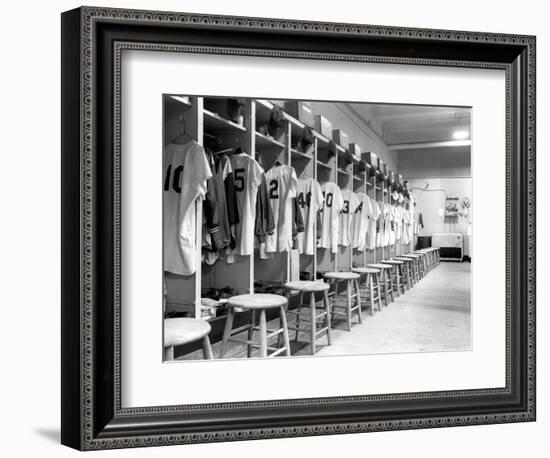 The Locker Room of the Brooklyn Dodgers--Framed Photographic Print