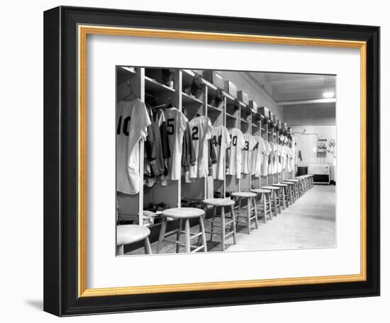 The Locker Room of the Brooklyn Dodgers--Framed Photographic Print