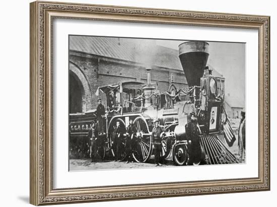 The Locomotive that Pulled the Funeral Train of Abraham Lincoln-null-Framed Giclee Print