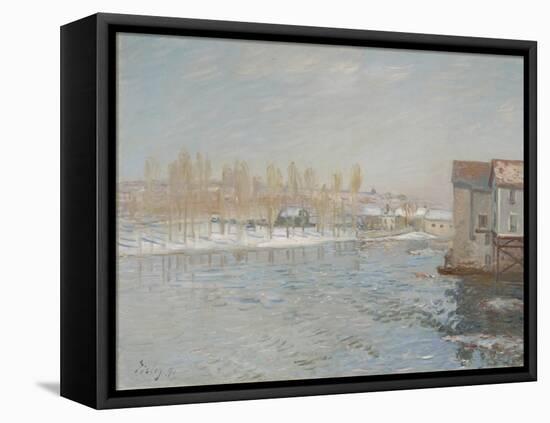 The Loing and the Mills of Moret, Snow Effect, 1891 (Oil on Canvas)-Alfred Sisley-Framed Premier Image Canvas