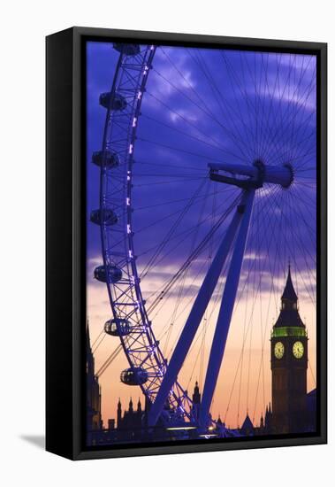 The London Eye and Big Ben, London, England, United Kingdom, Europe-Neil Farrin-Framed Premier Image Canvas