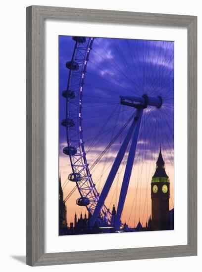 The London Eye and Big Ben, London, England, United Kingdom, Europe-Neil Farrin-Framed Photographic Print