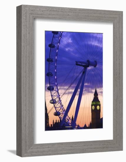 The London Eye and Big Ben, London, England, United Kingdom, Europe-Neil Farrin-Framed Photographic Print