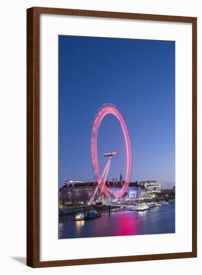 The London Eye at Night Seen from Golden Jubilee Bridge, London, England, United Kingdom, Europe-Matthew Williams-Ellis-Framed Photographic Print