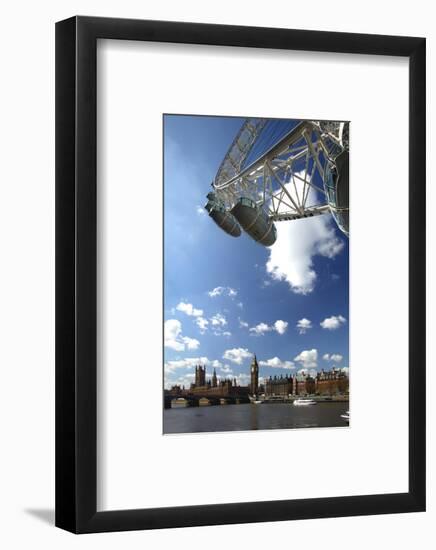 The London Eye, Big Ben and Houses of Parliament, London, England, United Kingdom of Great Britain-null-Framed Art Print
