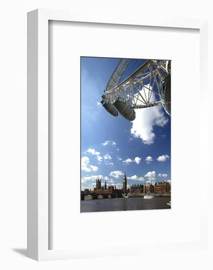 The London Eye, Big Ben and Houses of Parliament, London, England, United Kingdom of Great Britain-null-Framed Art Print