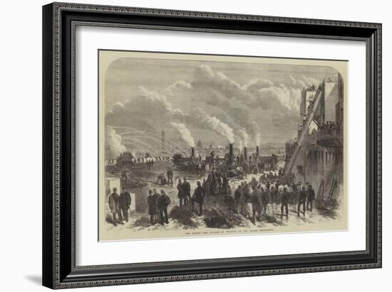 The London Fire Brigade at Practice on the Thames Embankment-null-Framed Giclee Print