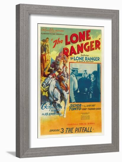 The Lone Ranger, Lee Powell,, Chief Thundercloud, in 'Episode 3: the Pitfall', 1938, Serial-null-Framed Art Print