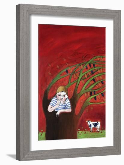 The Loneliness of an Orphan Child, Alone in a Tree, the Wind in the Branches Illustration 2013-Patrizia La Porta-Framed Giclee Print