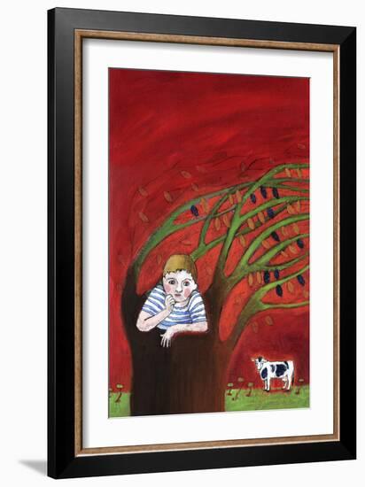 The Loneliness of an Orphan Child, Alone in a Tree, the Wind in the Branches Illustration 2013-Patrizia La Porta-Framed Giclee Print