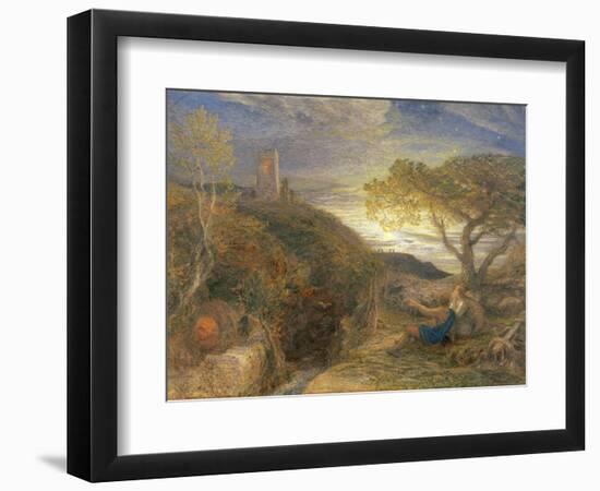 The Lonely Tower, 1868 (W/C and Bodycolour and Gum Arabic on London Board)-Samuel Palmer-Framed Premium Giclee Print