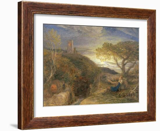 The Lonely Tower, 1868 (W/C and Bodycolour and Gum Arabic on London Board)-Samuel Palmer-Framed Giclee Print