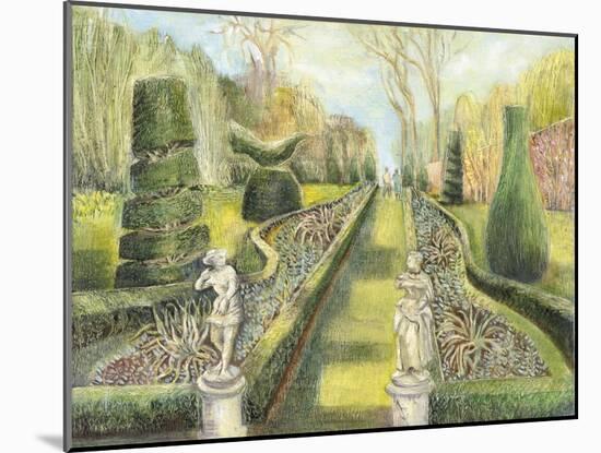 The Long Garden, Cliveden, Statues-Mary Kuper-Mounted Giclee Print