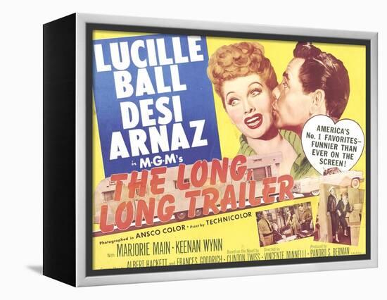 The Long, Long Trailer, Lucille Ball, Desi Arnaz on title lobbycard, 1954-null-Framed Stretched Canvas