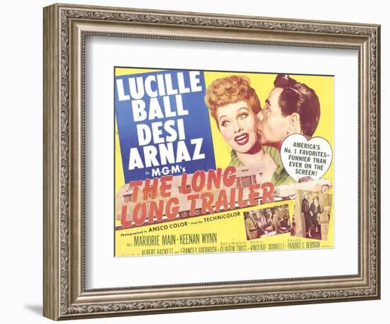 The Long, Long Trailer, Lucille Ball, Desi Arnaz on title lobbycard, 1954-null-Framed Premium Giclee Print