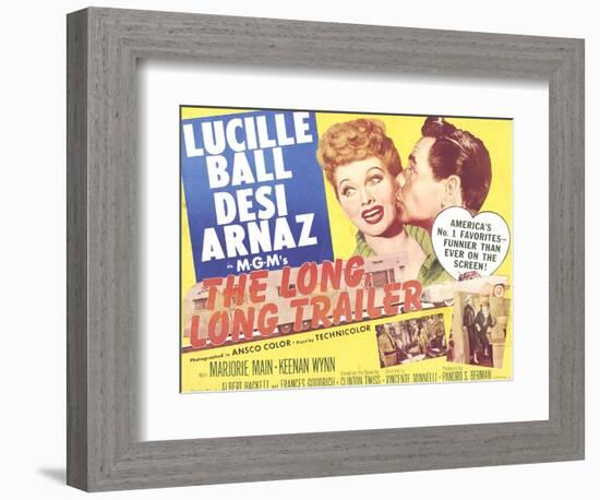 The Long, Long Trailer, Lucille Ball, Desi Arnaz on title lobbycard, 1954-null-Framed Premium Giclee Print