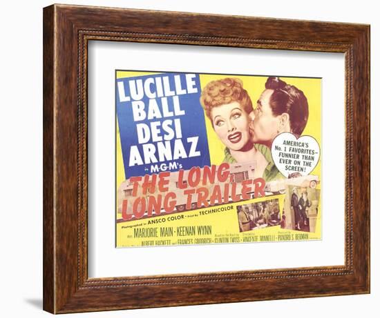 The Long, Long Trailer, Lucille Ball, Desi Arnaz on title lobbycard, 1954-null-Framed Premium Giclee Print