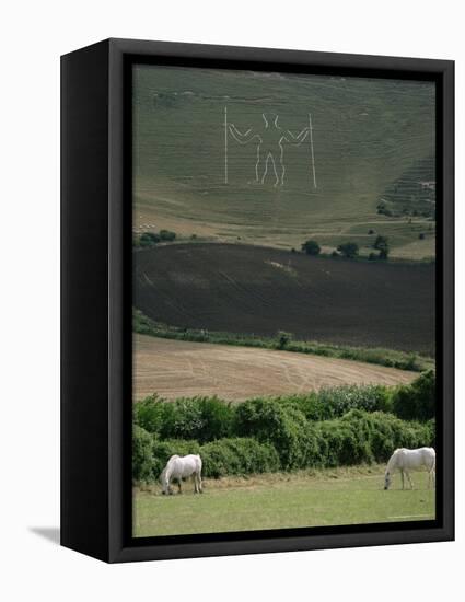 The Long Man, Wilmington, East Sussex, England, United Kingdom-Walter Rawlings-Framed Premier Image Canvas