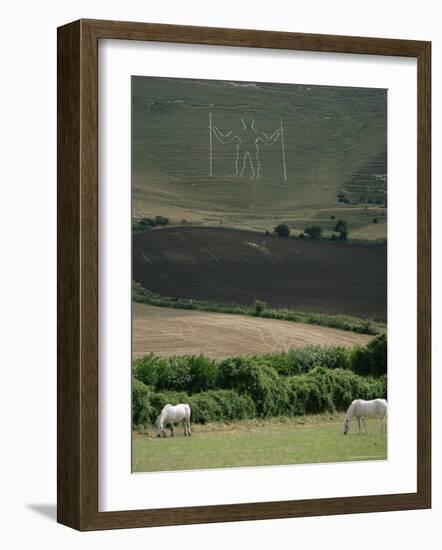 The Long Man, Wilmington, East Sussex, England, United Kingdom-Walter Rawlings-Framed Photographic Print