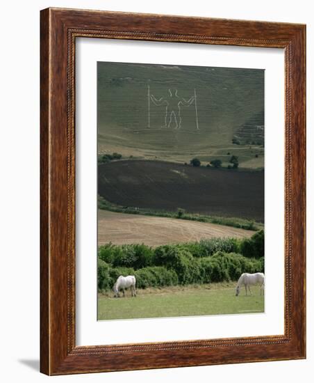 The Long Man, Wilmington, East Sussex, England, United Kingdom-Walter Rawlings-Framed Photographic Print