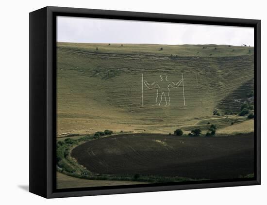 The Long Man, Wilmington, East Sussex, England, United Kingdom-Walter Rawlings-Framed Premier Image Canvas