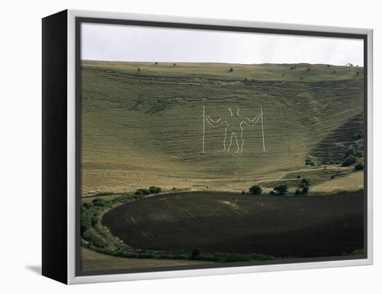 The Long Man, Wilmington, East Sussex, England, United Kingdom-Walter Rawlings-Framed Premier Image Canvas