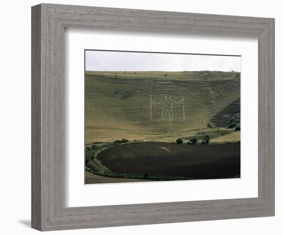 The Long Man, Wilmington, East Sussex, England, United Kingdom-Walter Rawlings-Framed Photographic Print