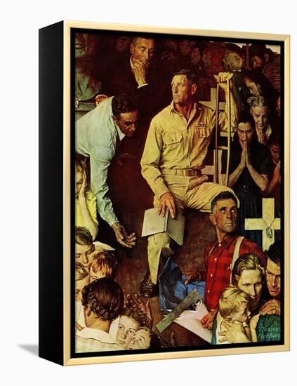 "The Long Shadow of Lincoln", February 10,1945-Norman Rockwell-Framed Premier Image Canvas