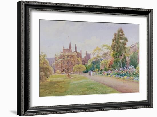 The Long Walk and Flower Border in May - New College, Oxford, C.1918-William Matthison-Framed Giclee Print
